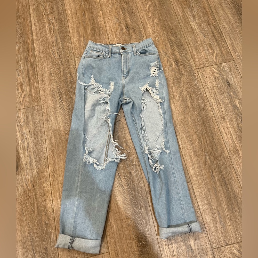 baby blue big ripped jeans